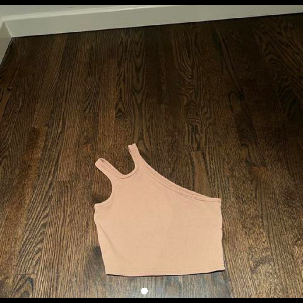 tan one shoulder crop top